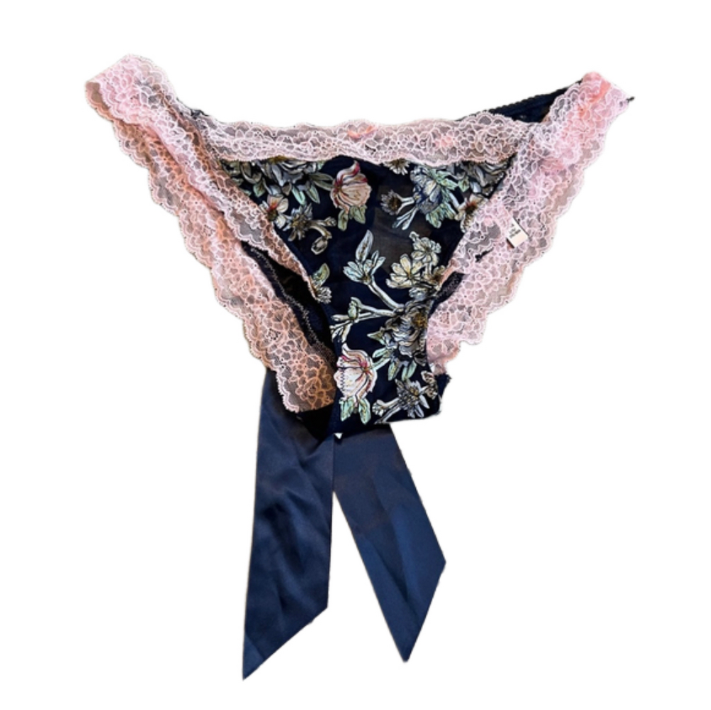 Women's Victoria's Secret Black & Pink Floral Cheeky Underwear L/G/170/80A